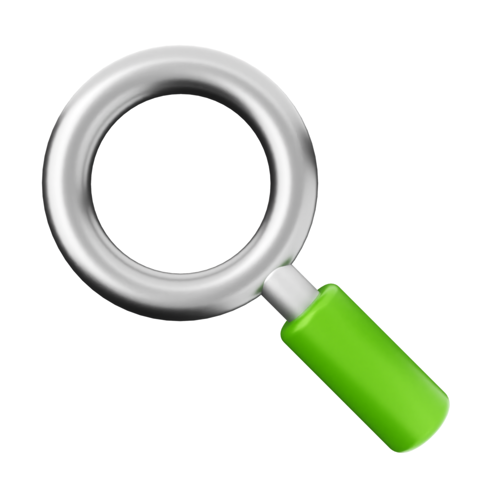 A magnifying glass with a green handle png