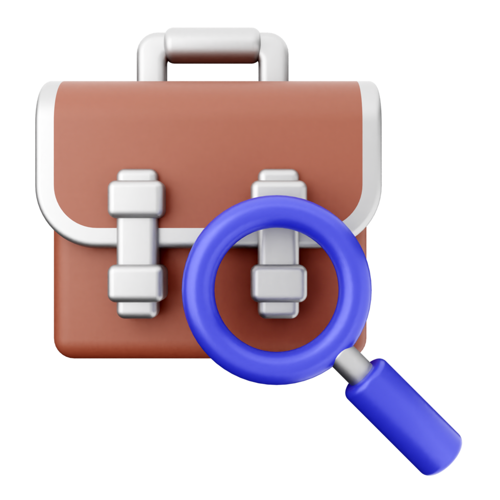 A briefcase with a magnifying glass and a blue handle png