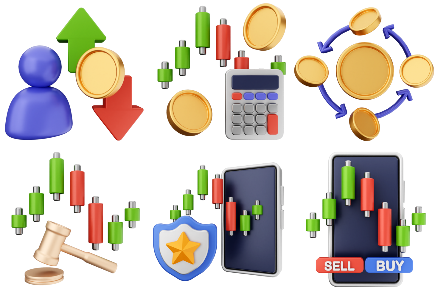 Various icons for trading and money png