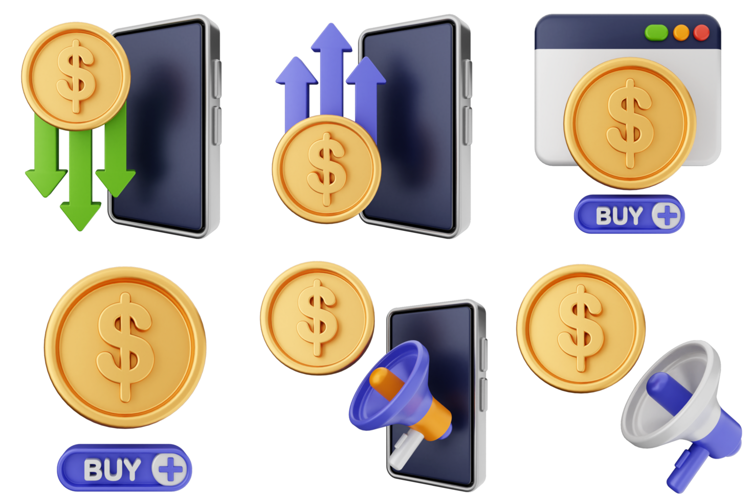 Mobile money icon set png