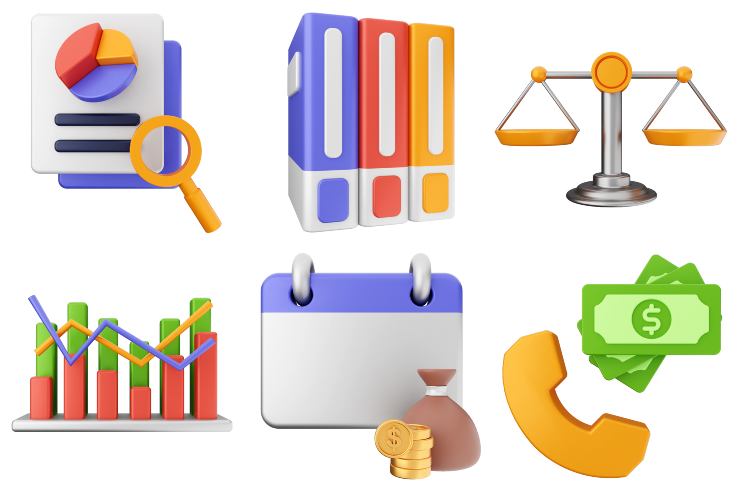 Various icons of business and finance png