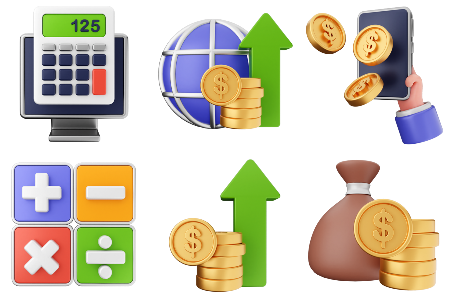 Various icons for money and business png