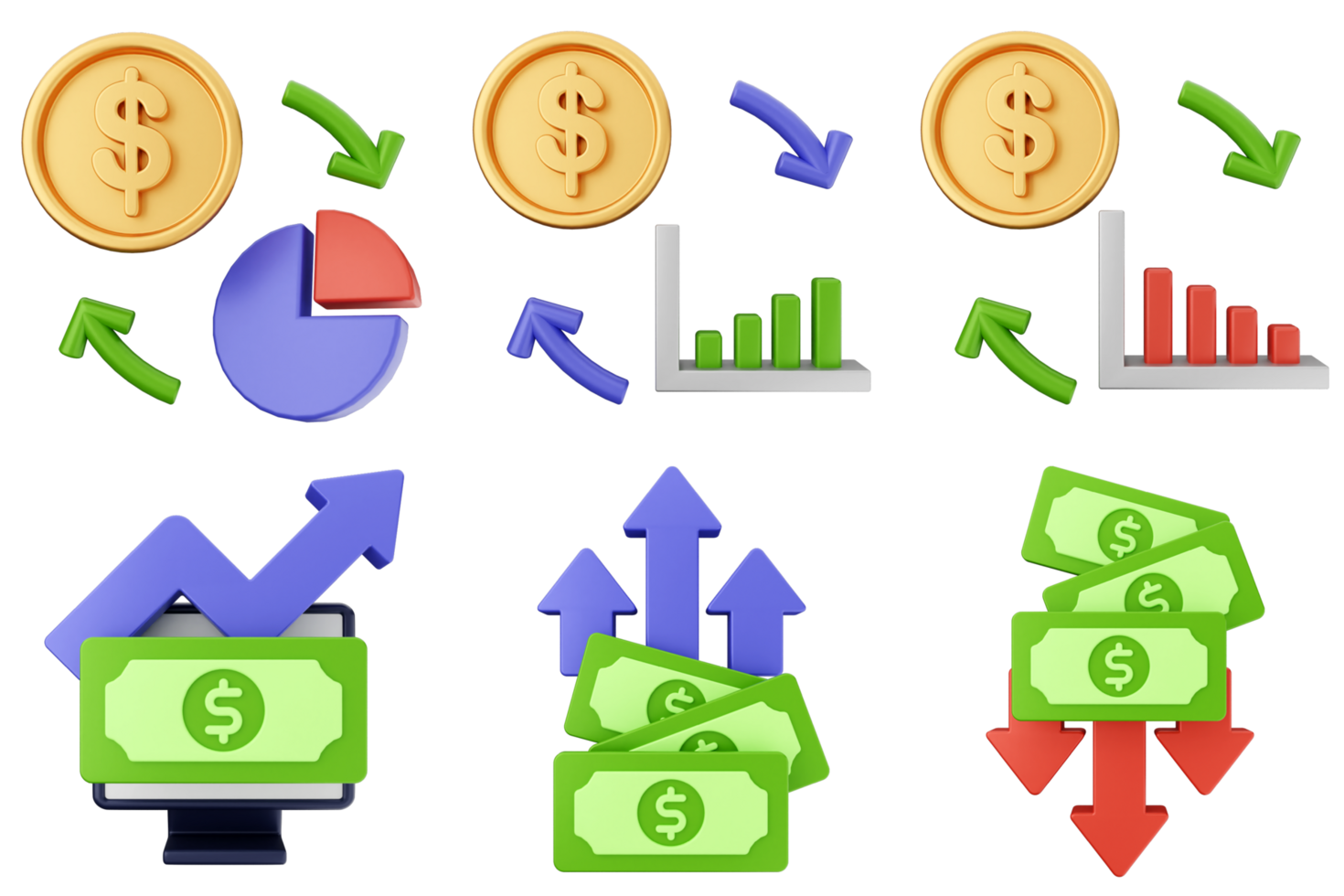 Money icons and graphs png