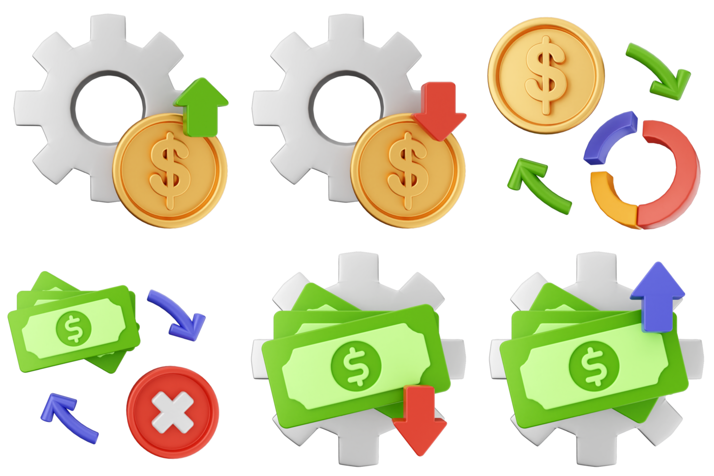 Money and currency icons set png