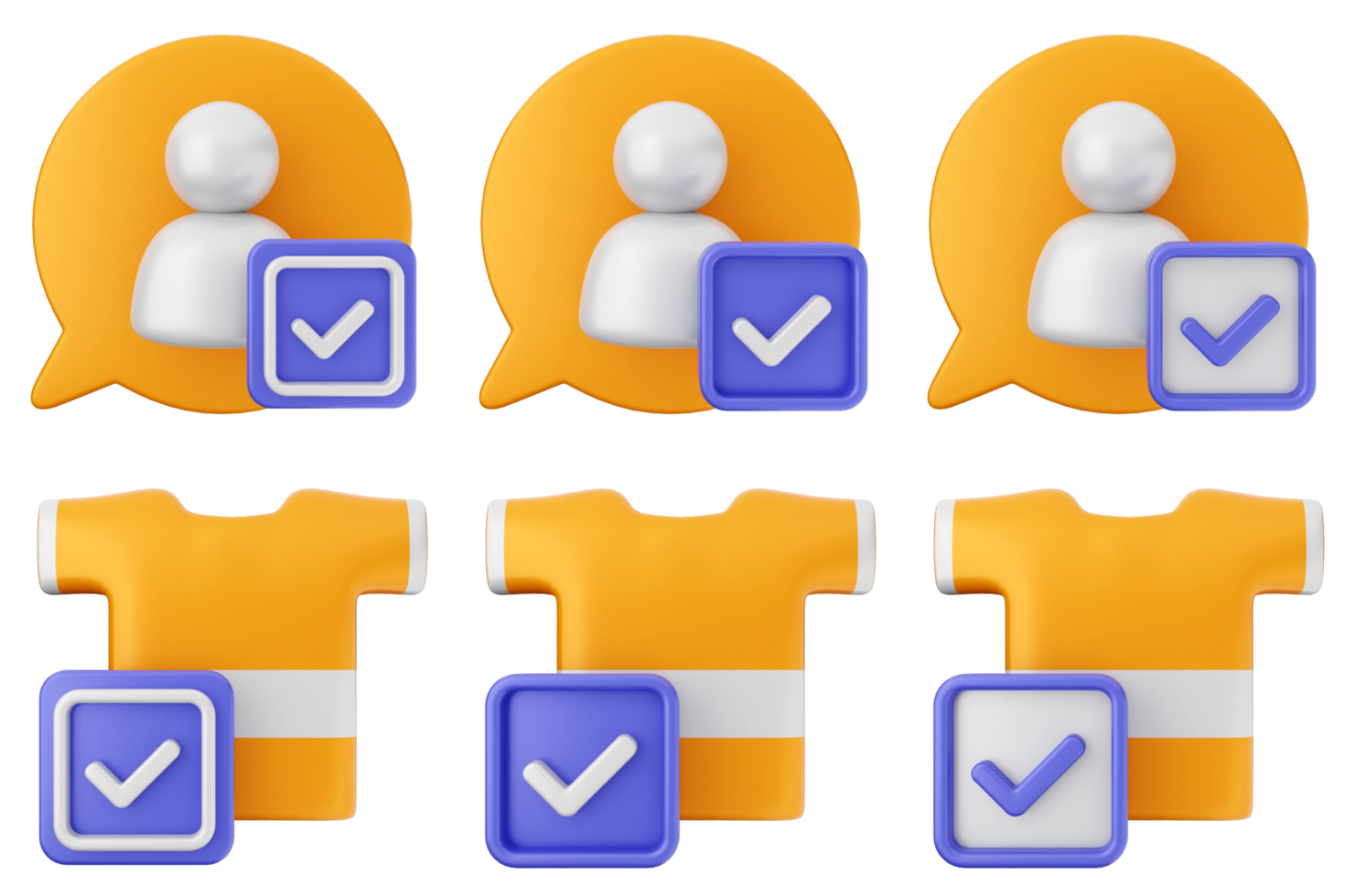 A set of icons with a shirt, check mark and a phone png