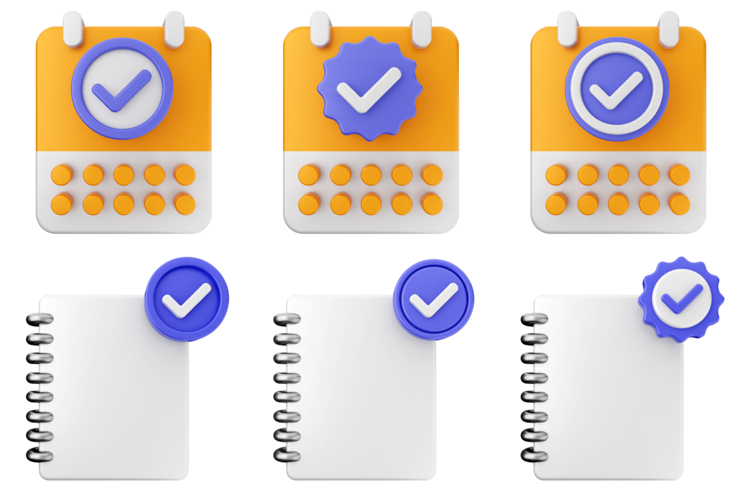 A set of four calendar icons with check marks png