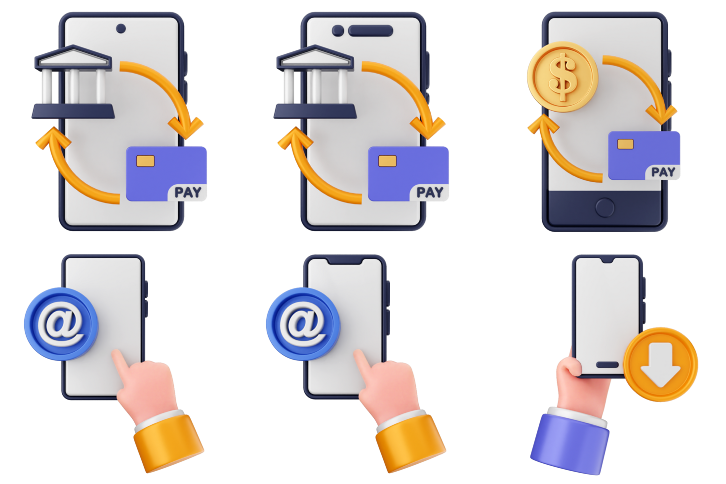 A set of four different icons showing different types of payments png