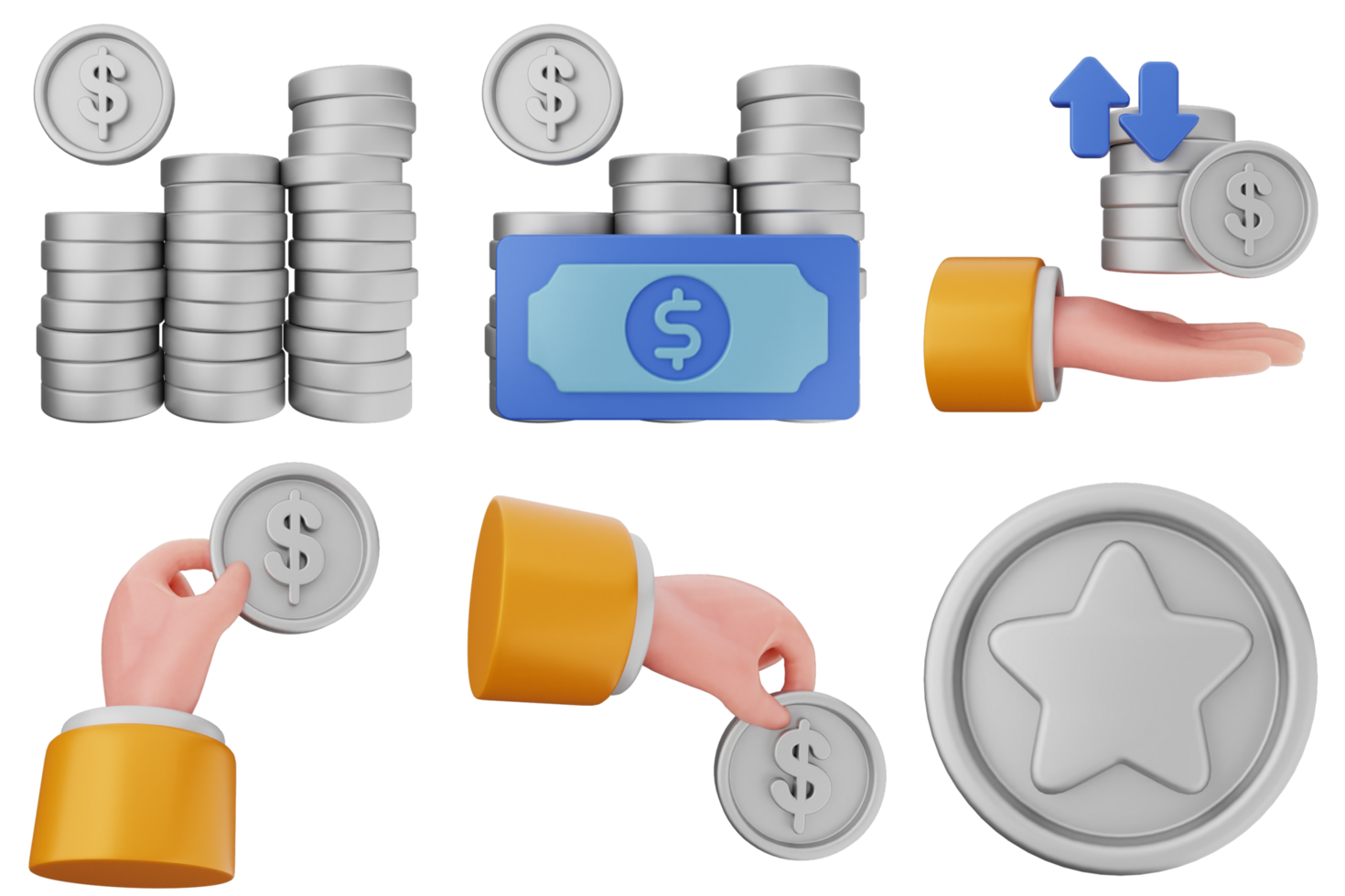 A set of icons depicting a hand holding a coin png
