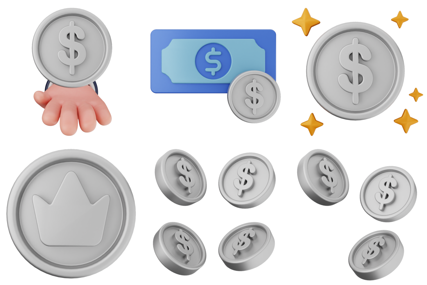 Money icons with a hand holding a coin png