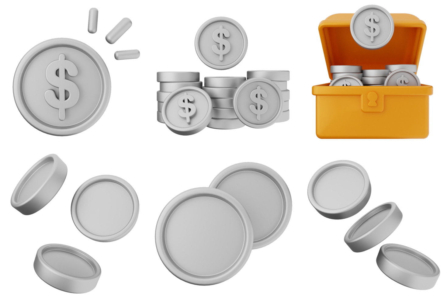 A set of icons for money and coins png