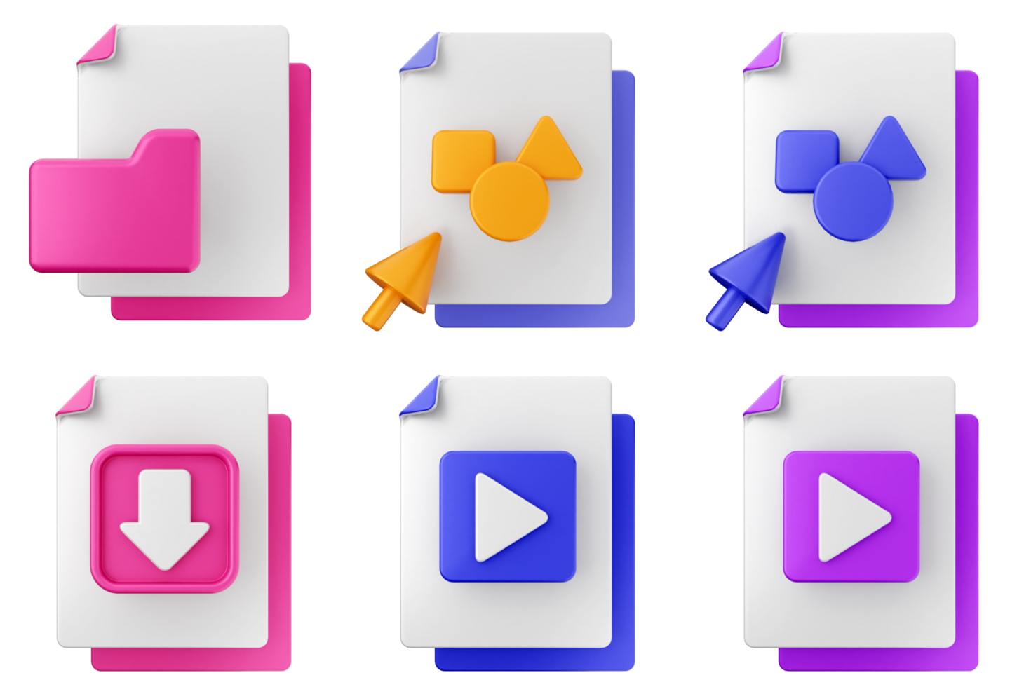 A set of colorful icons with different shapes png