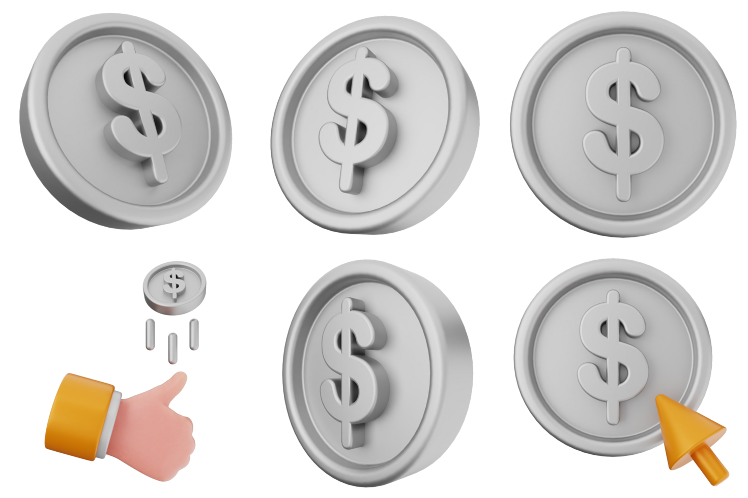 A set of four different icons for money png