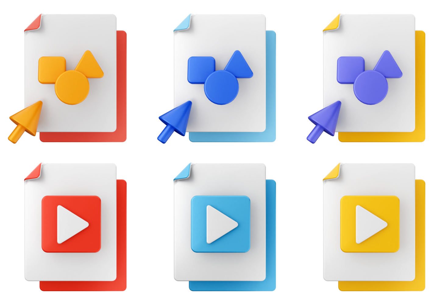 A set of colorful icons with a play button png