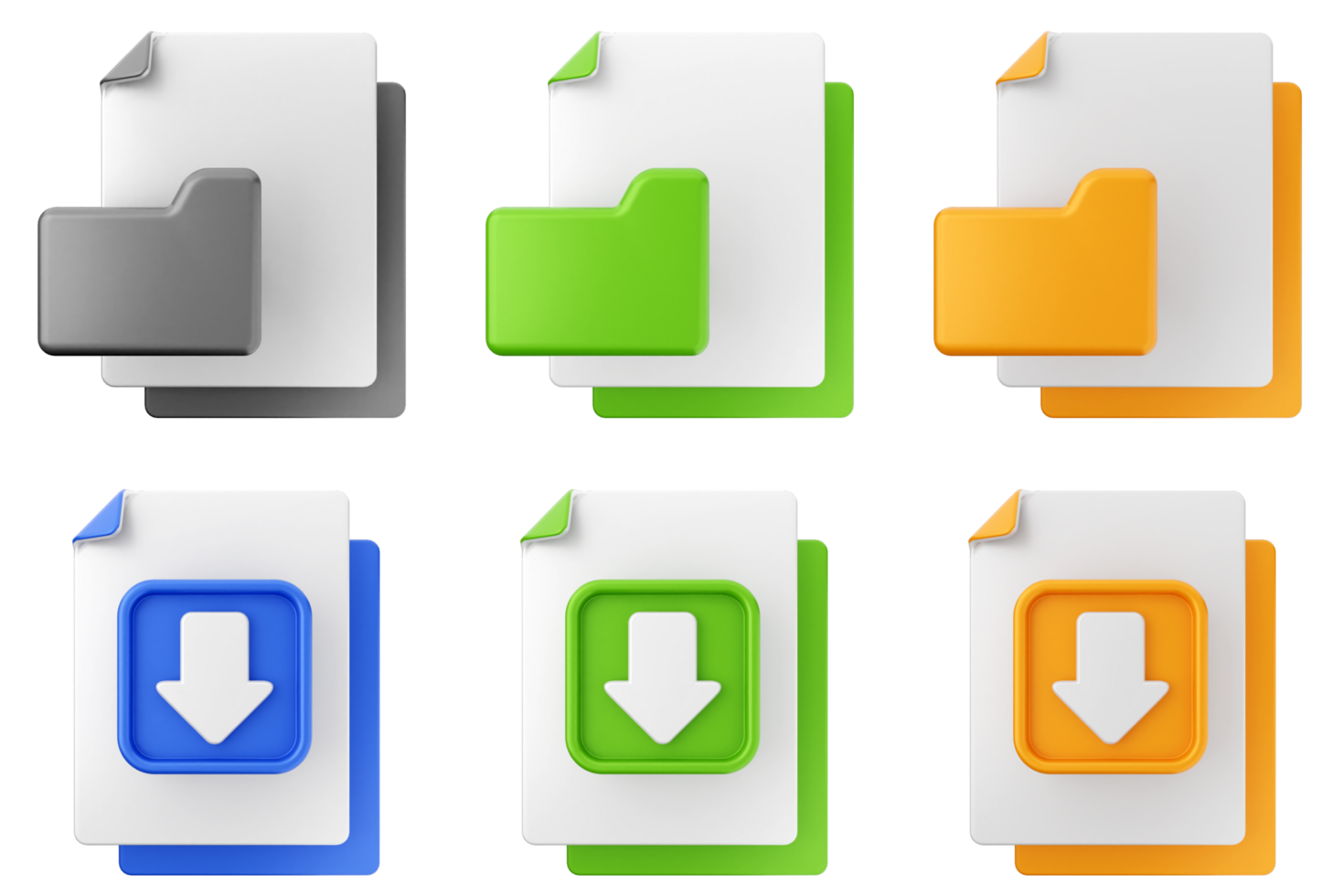 A set of four different colored file icons png