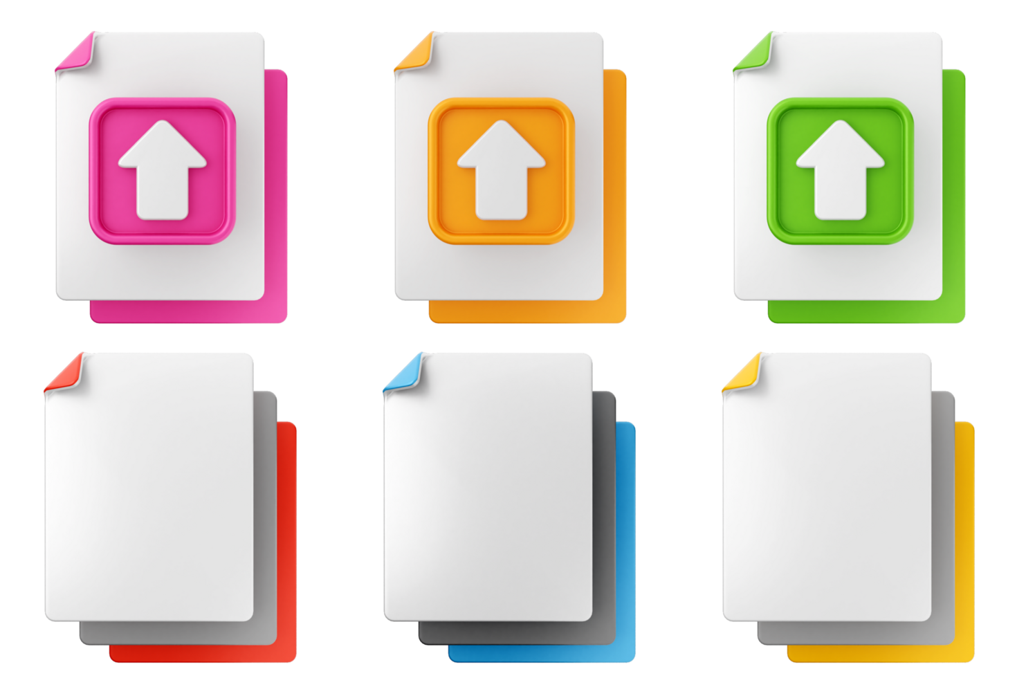 A set of colorful paper files with an arrow pointing up png