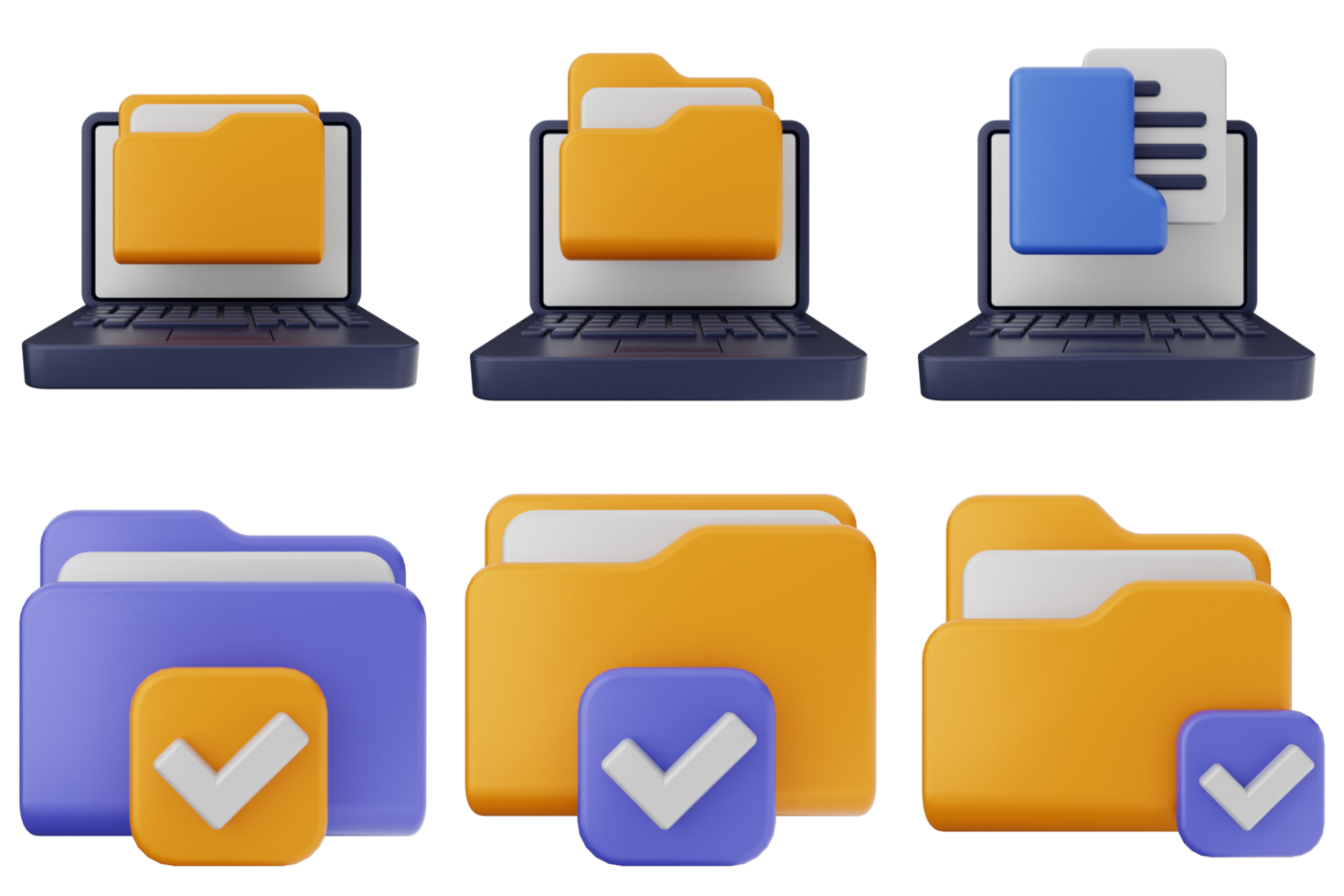 A set of file folders and check marks png