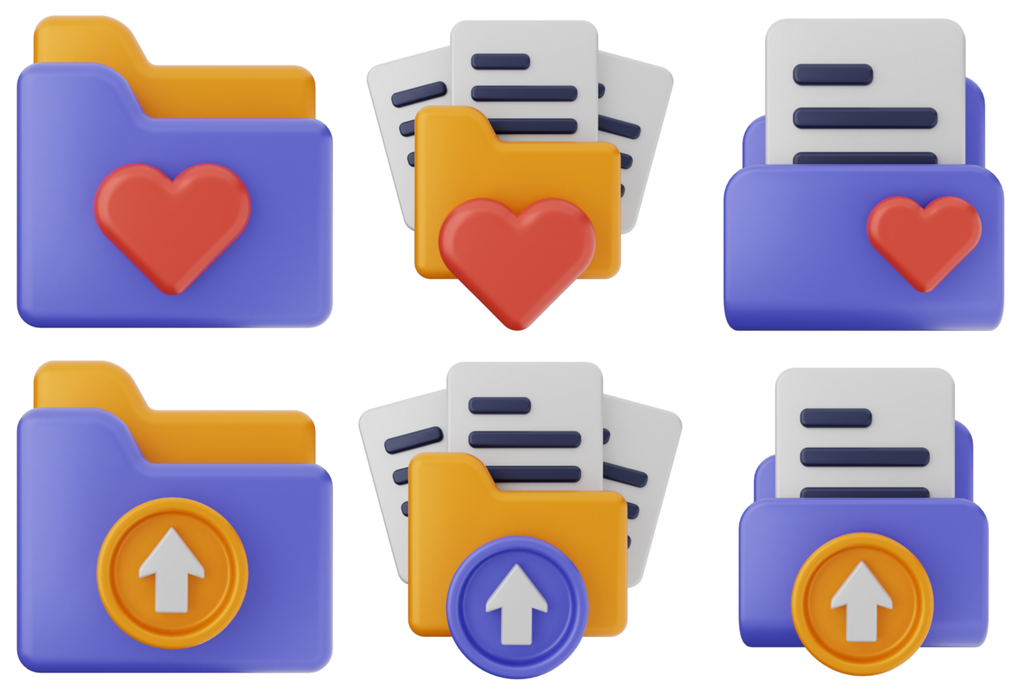 A set of icons with folders and documents png