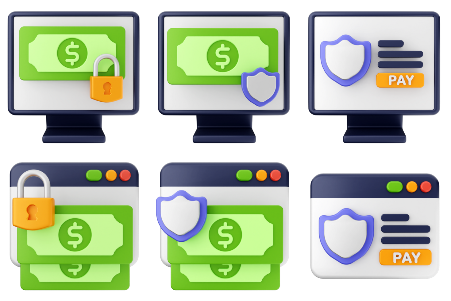 Four different types of computer screens with money png