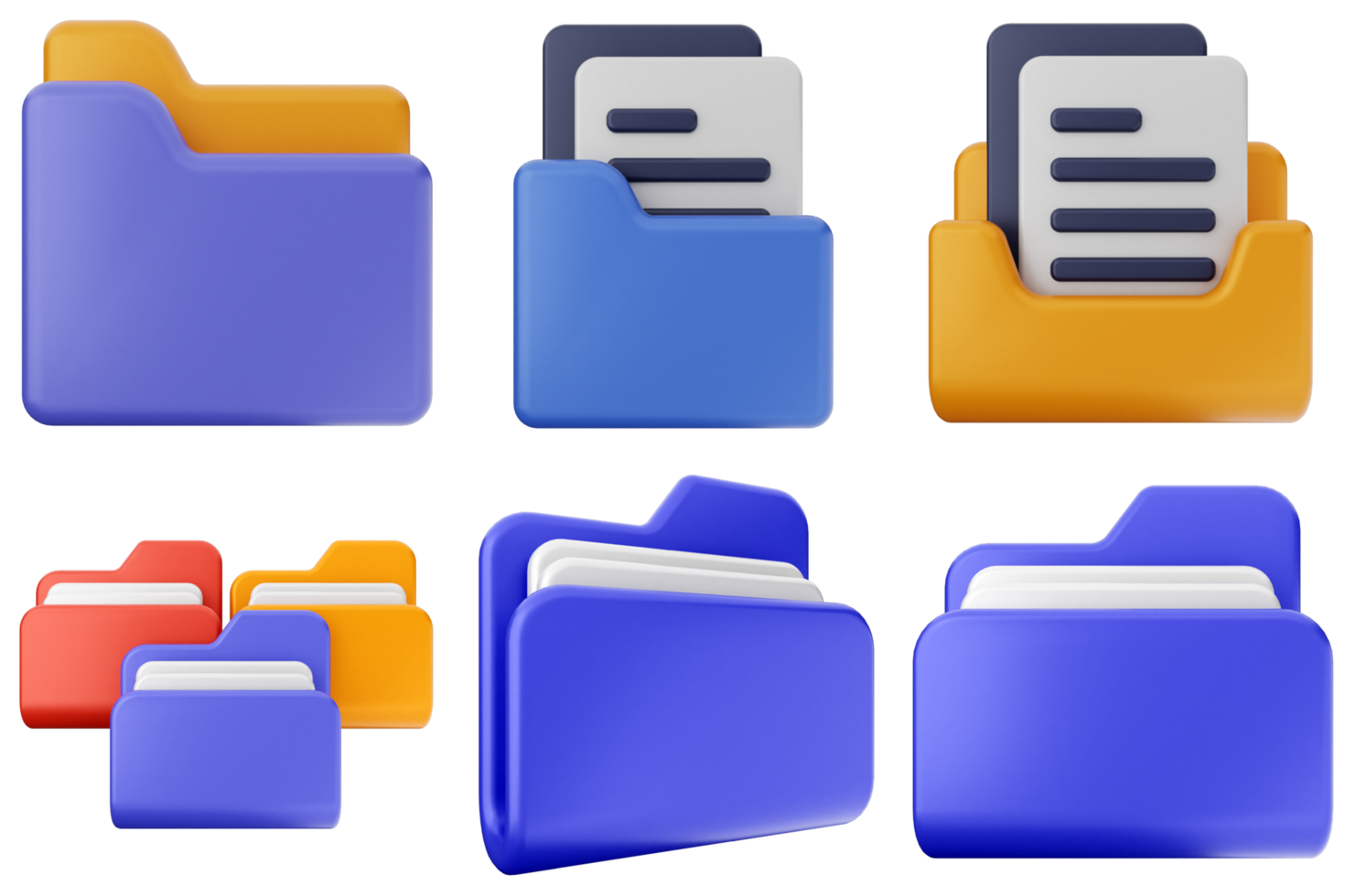A set of different colored folders and folders png