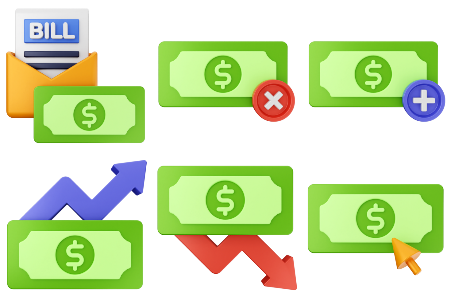 Bill icon set with money, money, and money arrows png