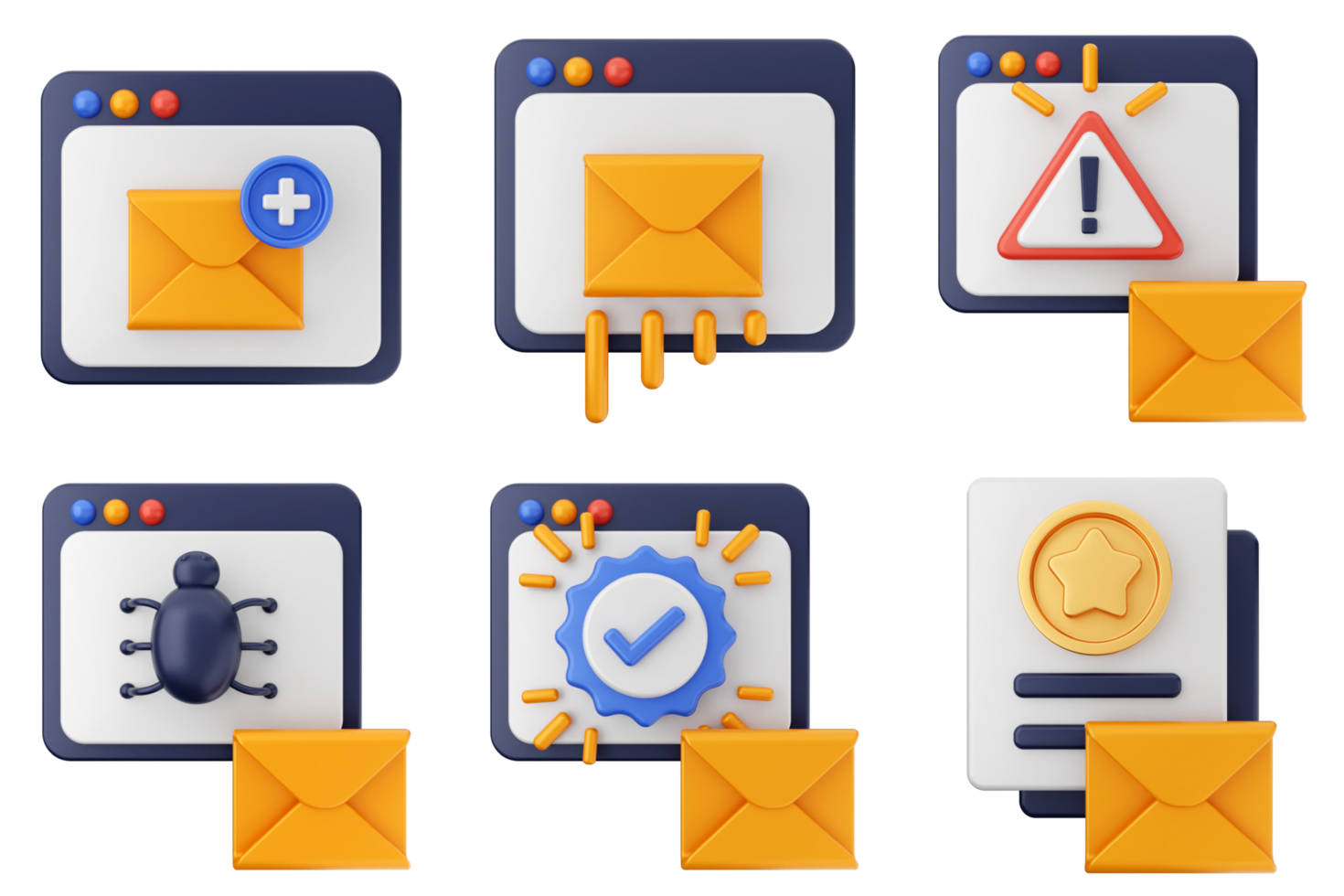 Email icon set - flat style png