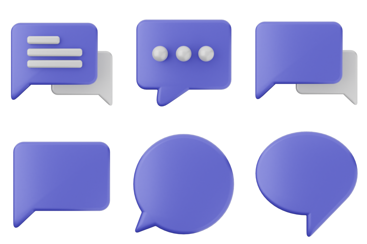 A set of four speech bubbles with different shapes png