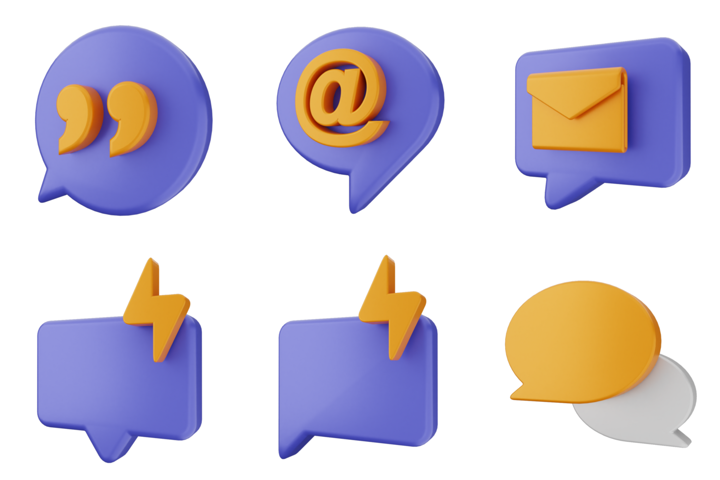 A set of different chat bubbles and icons png