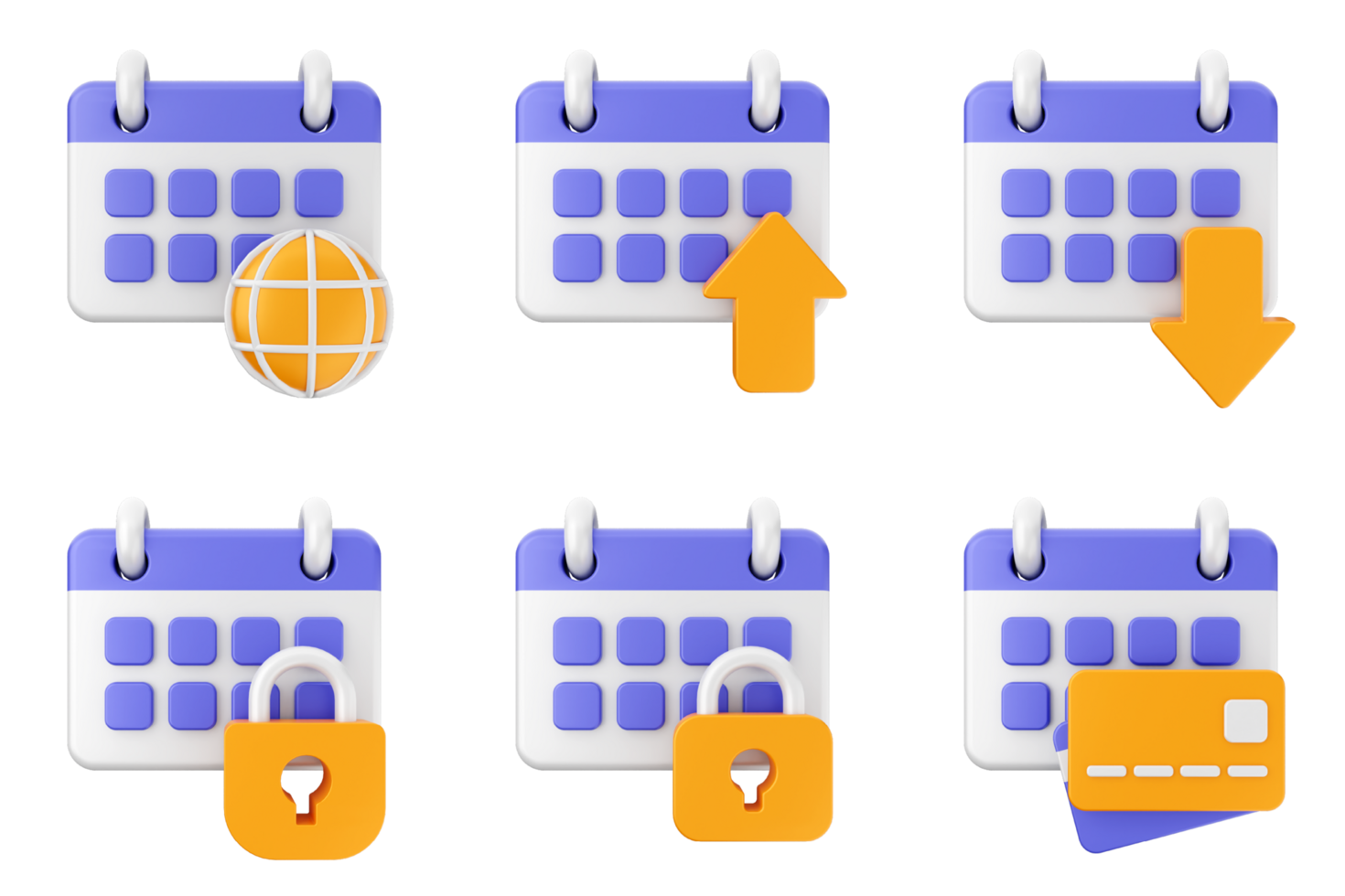 A set of icons depicting different types of calendar png
