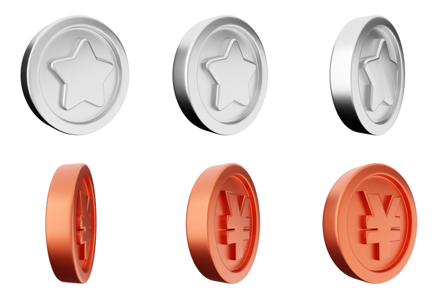 Four different coins with different designs png