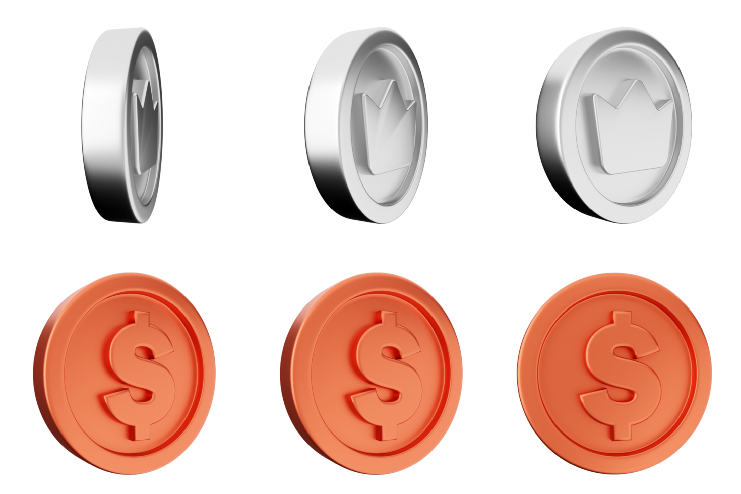 A set of four different coins with different designs png