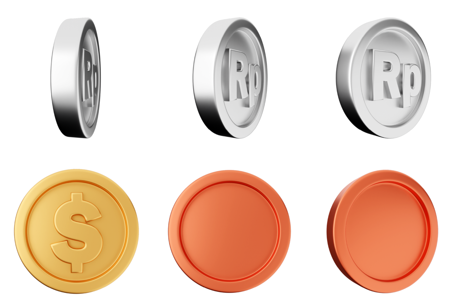 Four different coins with the word rp on them png
