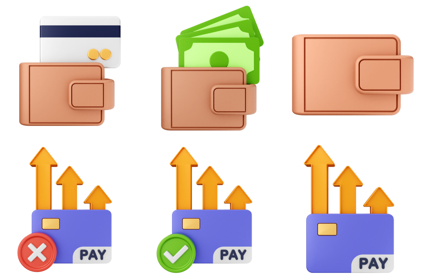 A set of icons showing different types of money png