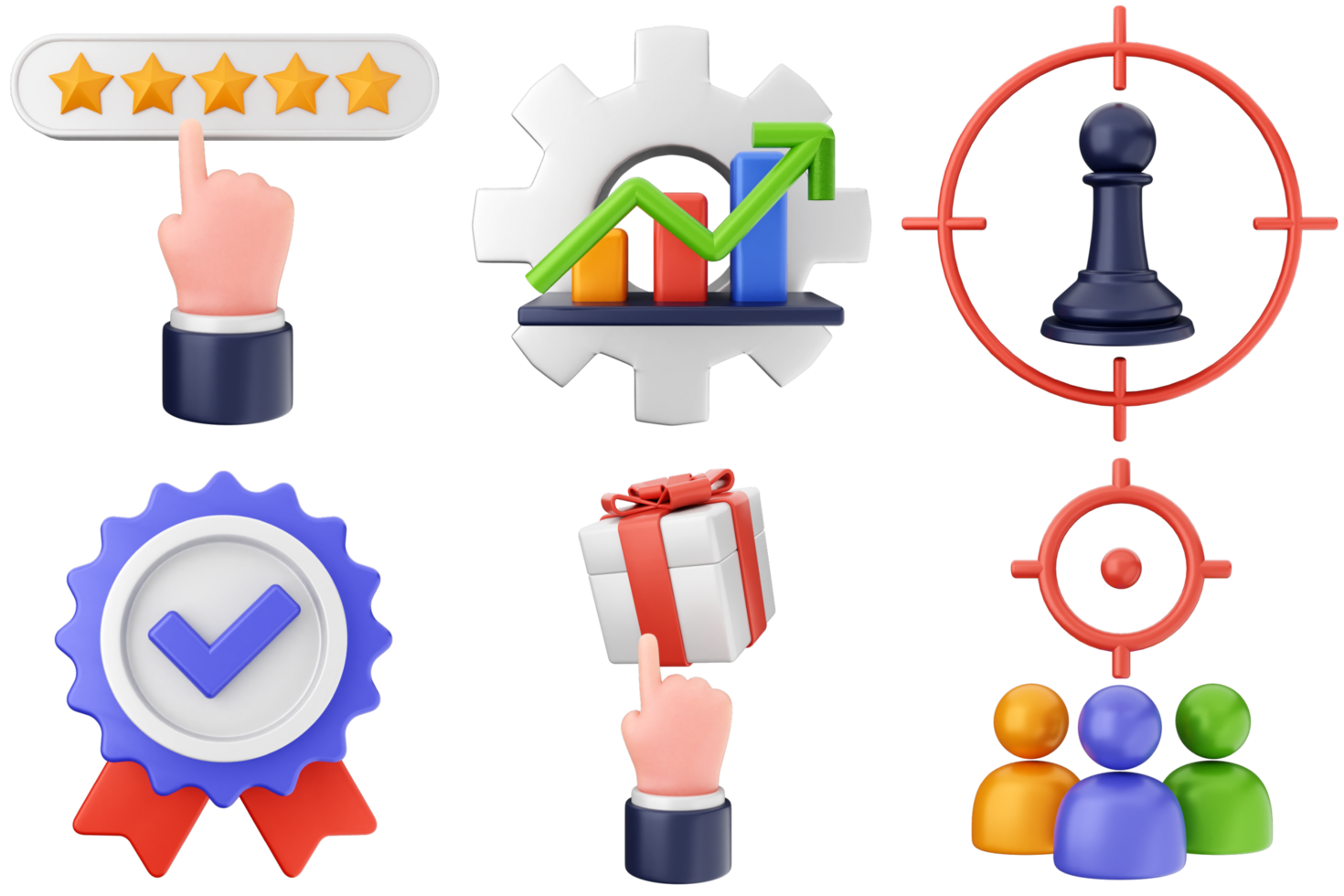 A set of icons depicting various business related items png