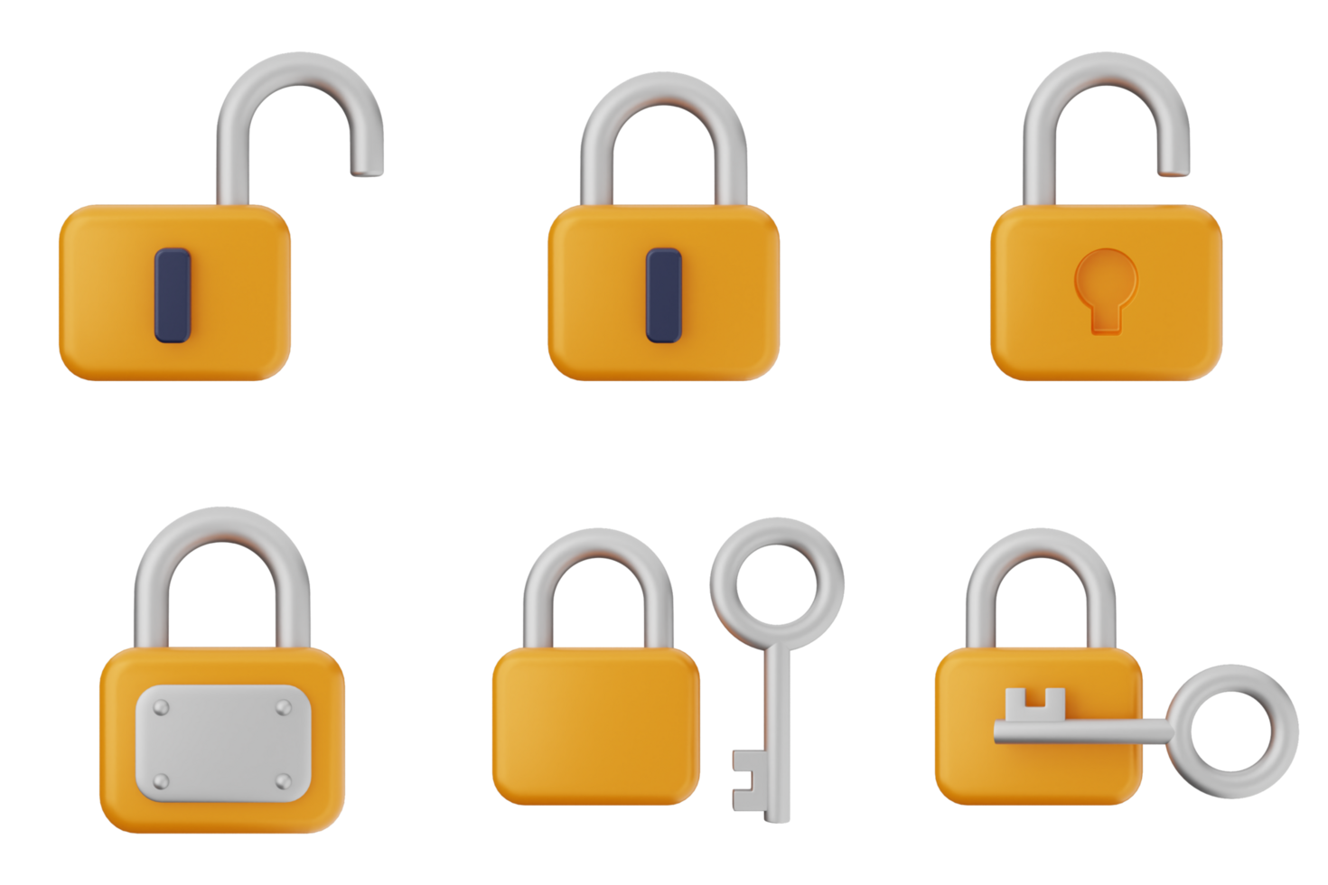 Various types of lock and key icons png