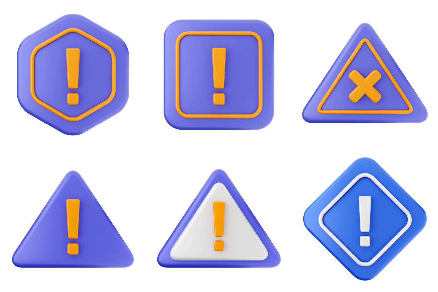 A set of warning icons on a black background png