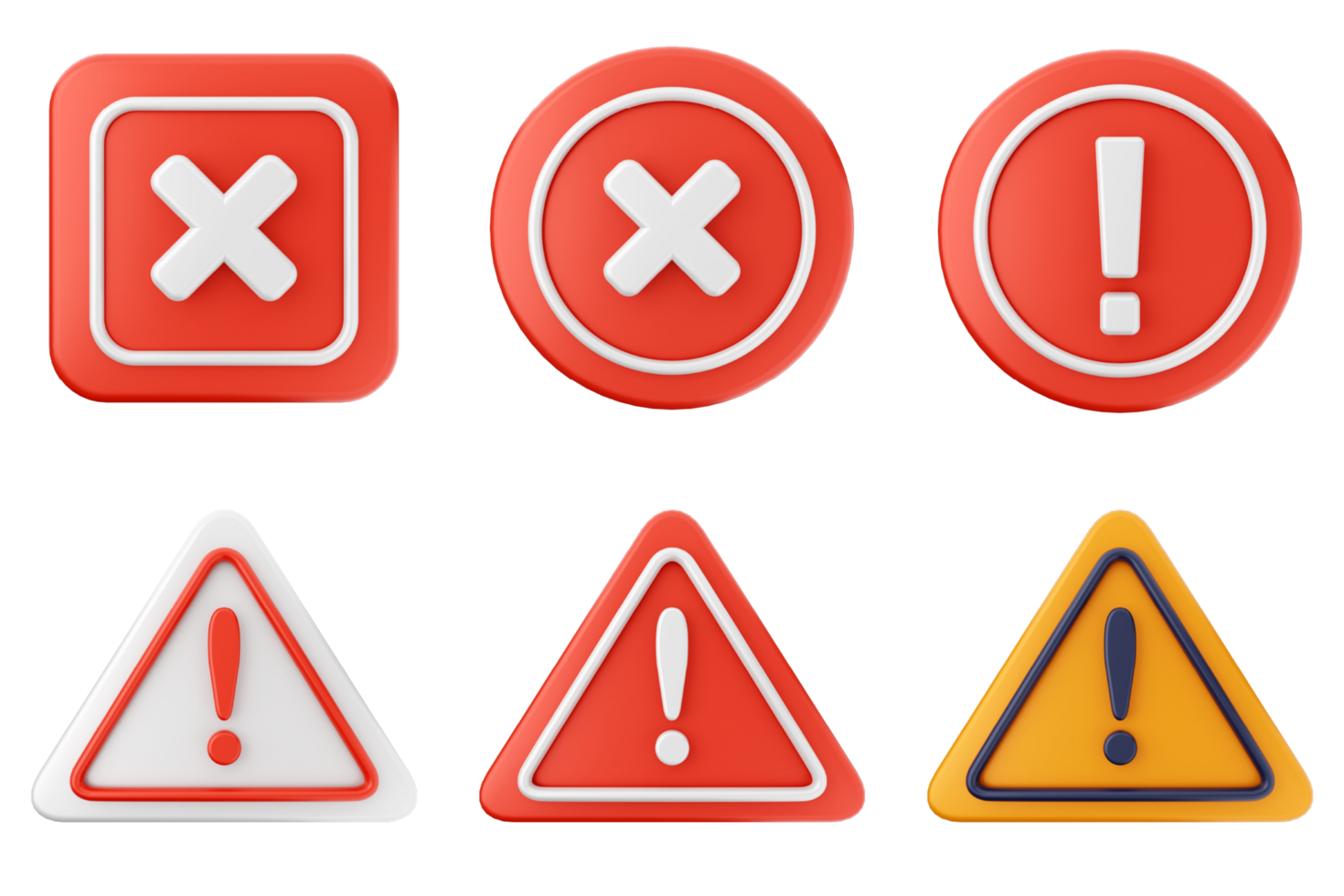 Warning icons set on black background png