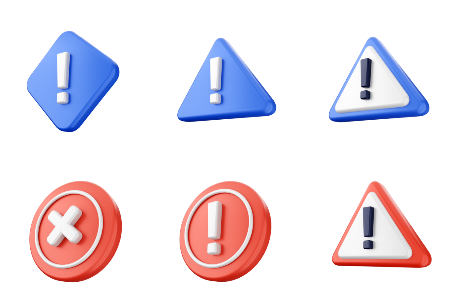 A set of three different warning icons png