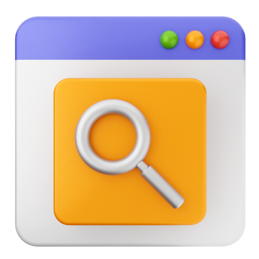 A magnifying glass icon on a computer screen png