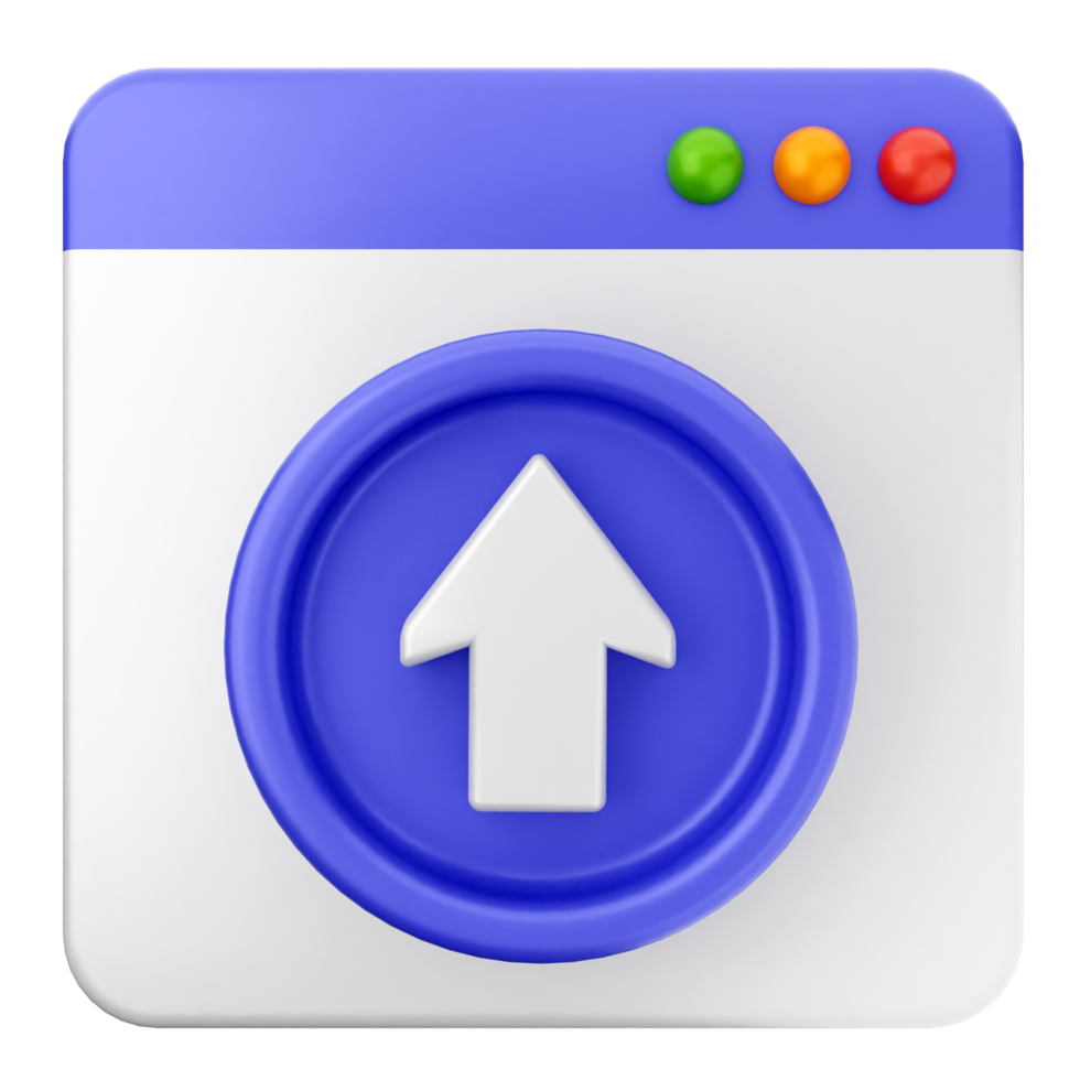 A blue and white icon with an arrow pointing up png