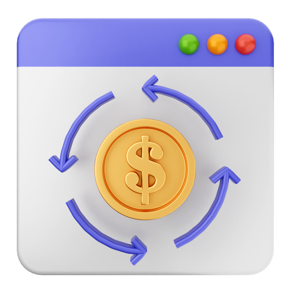 A dollar coin and arrows on a white button png