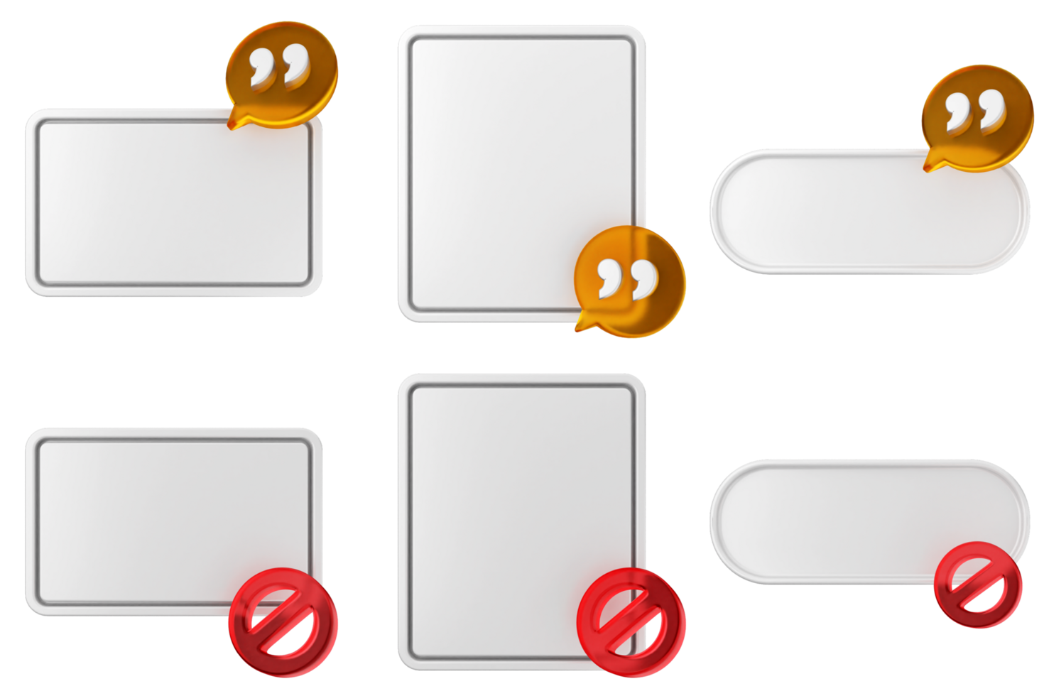 Four blank speech bubbles with red and yellow speech bubbles png