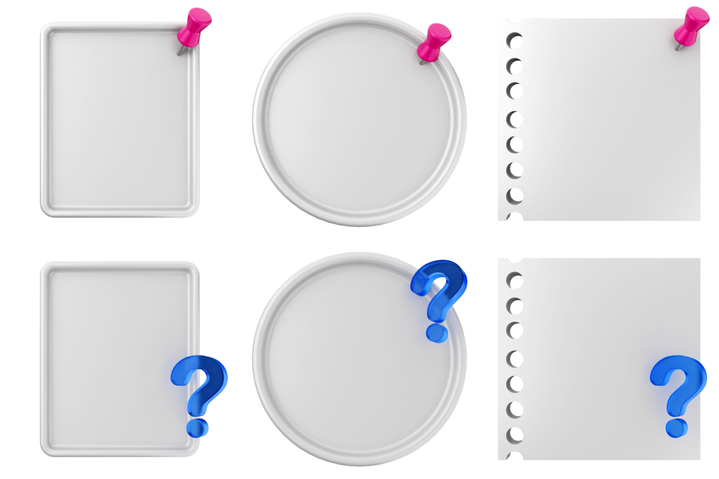 Blank white paper with question marks on black background png