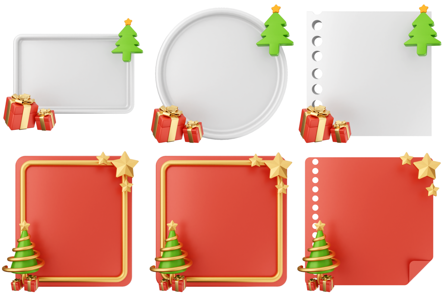 Christmas frame set with red and white paper png