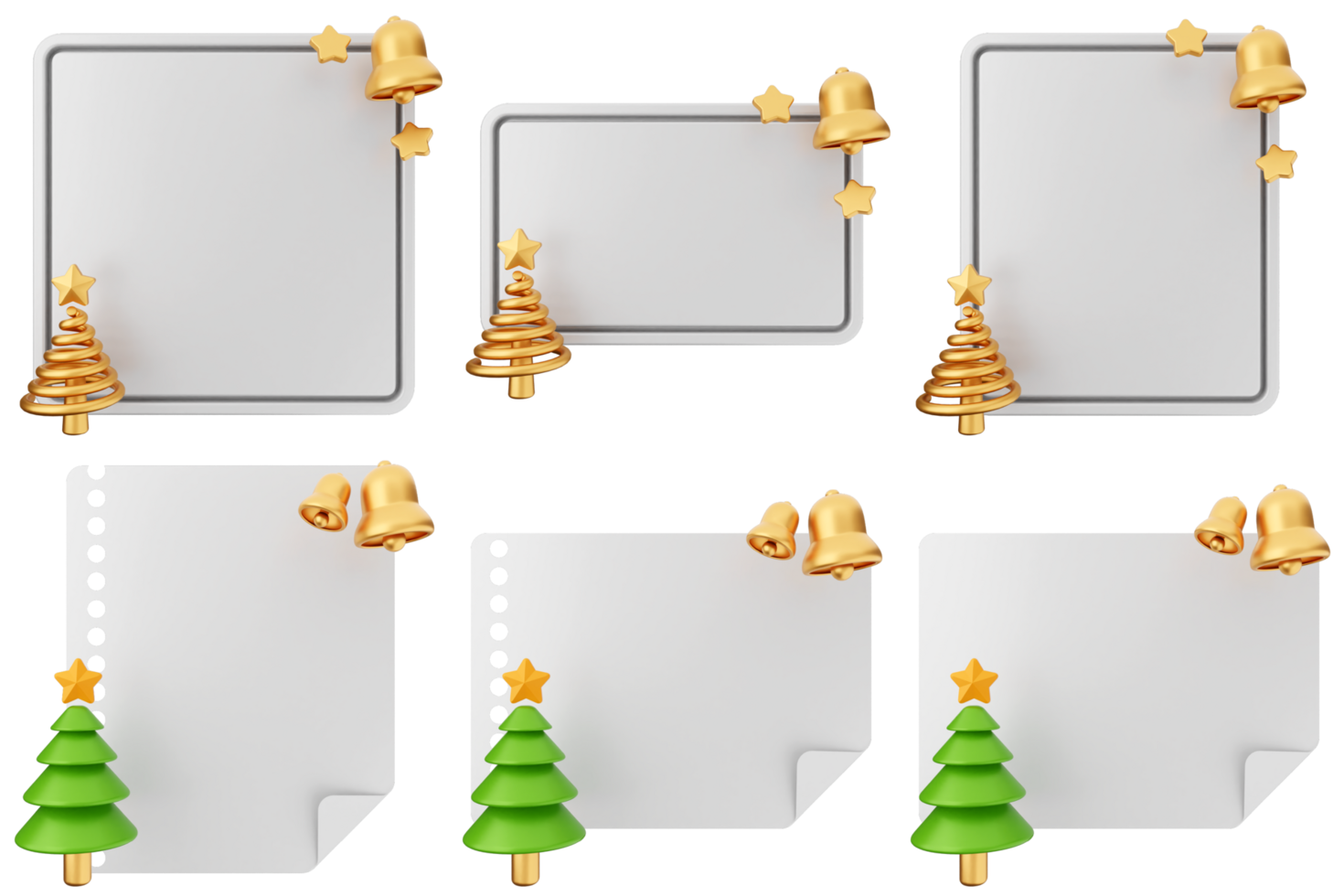 Christmas tree and bells on blank paper png