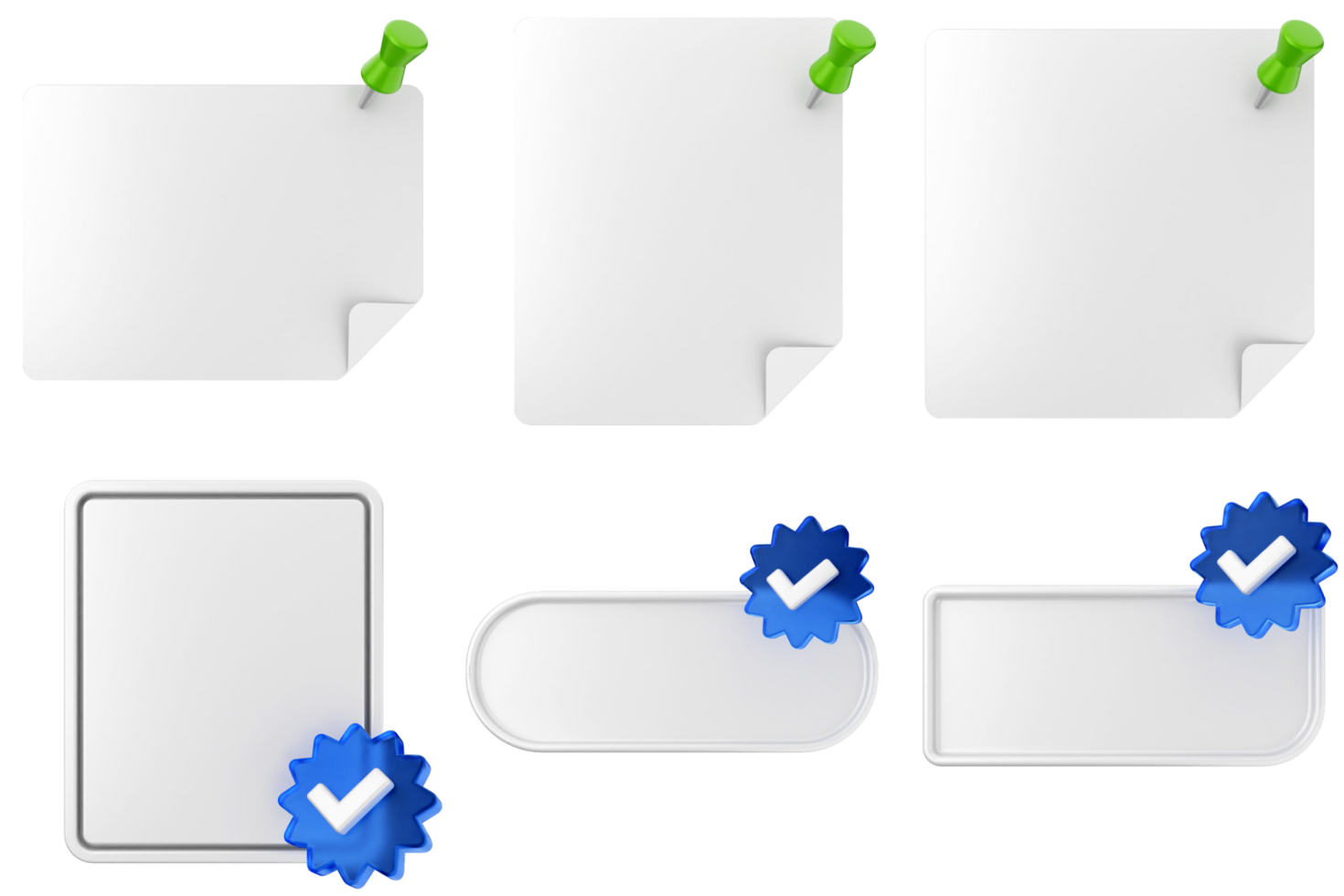 A set of blank paper with green tick marks png