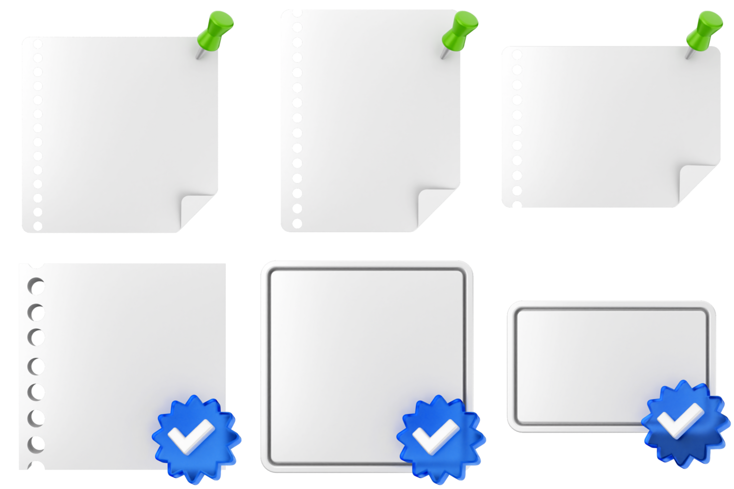 A set of blank paper with a check mark png