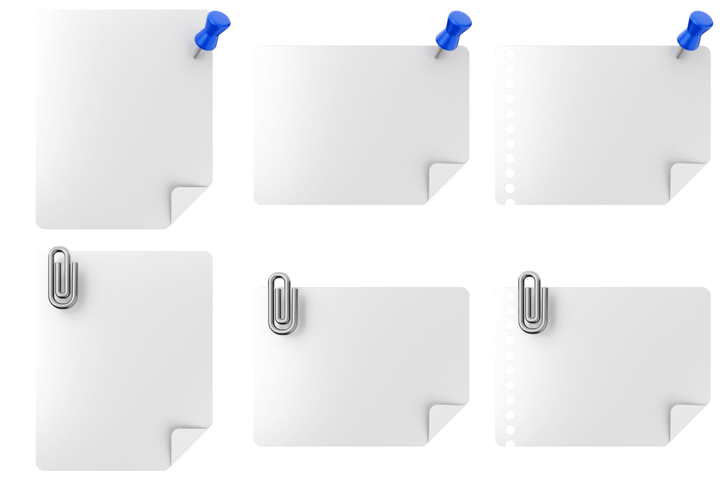 White paper with blue clip and paper clip png
