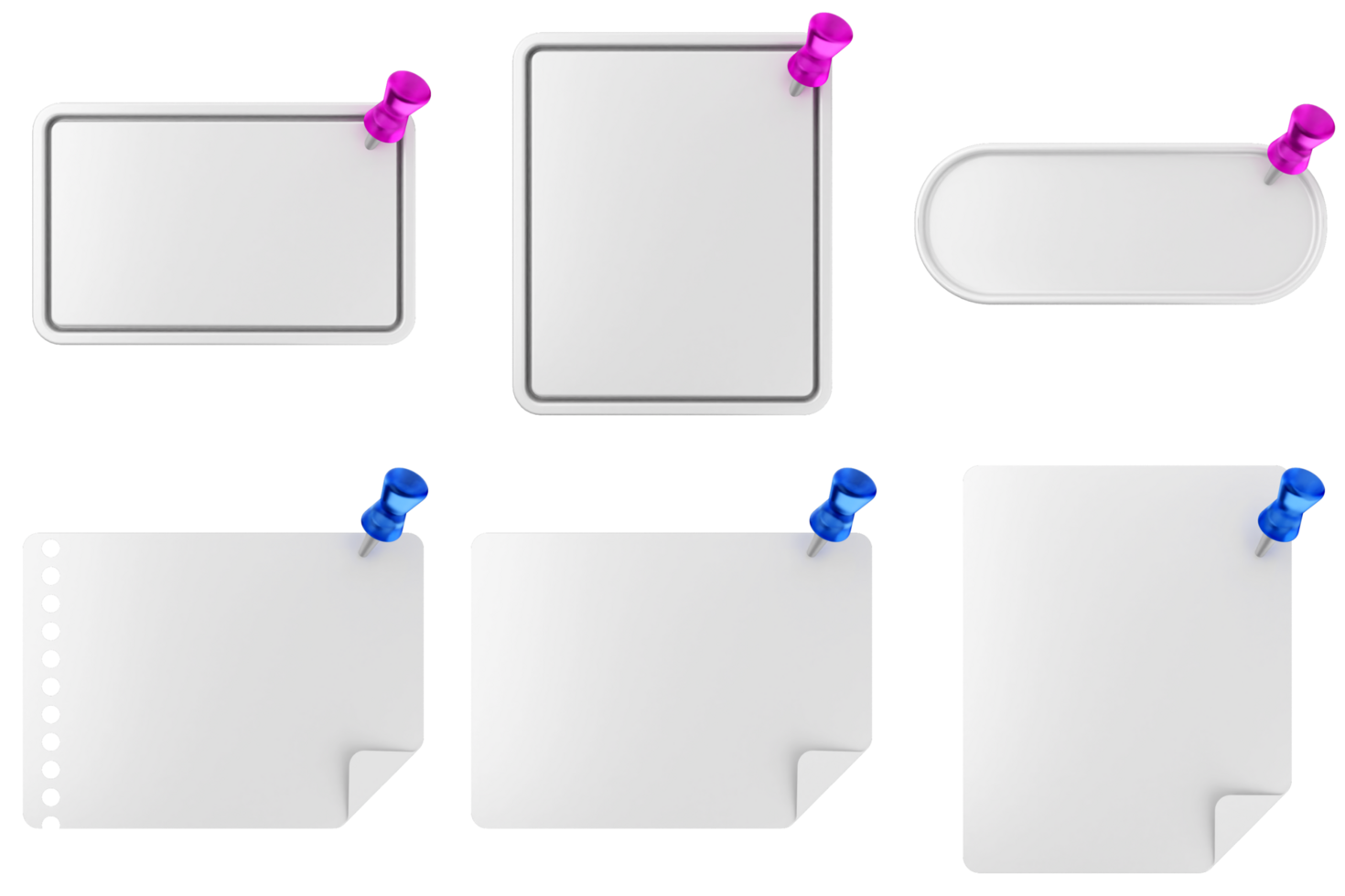 Blank paper with push pins and a note png