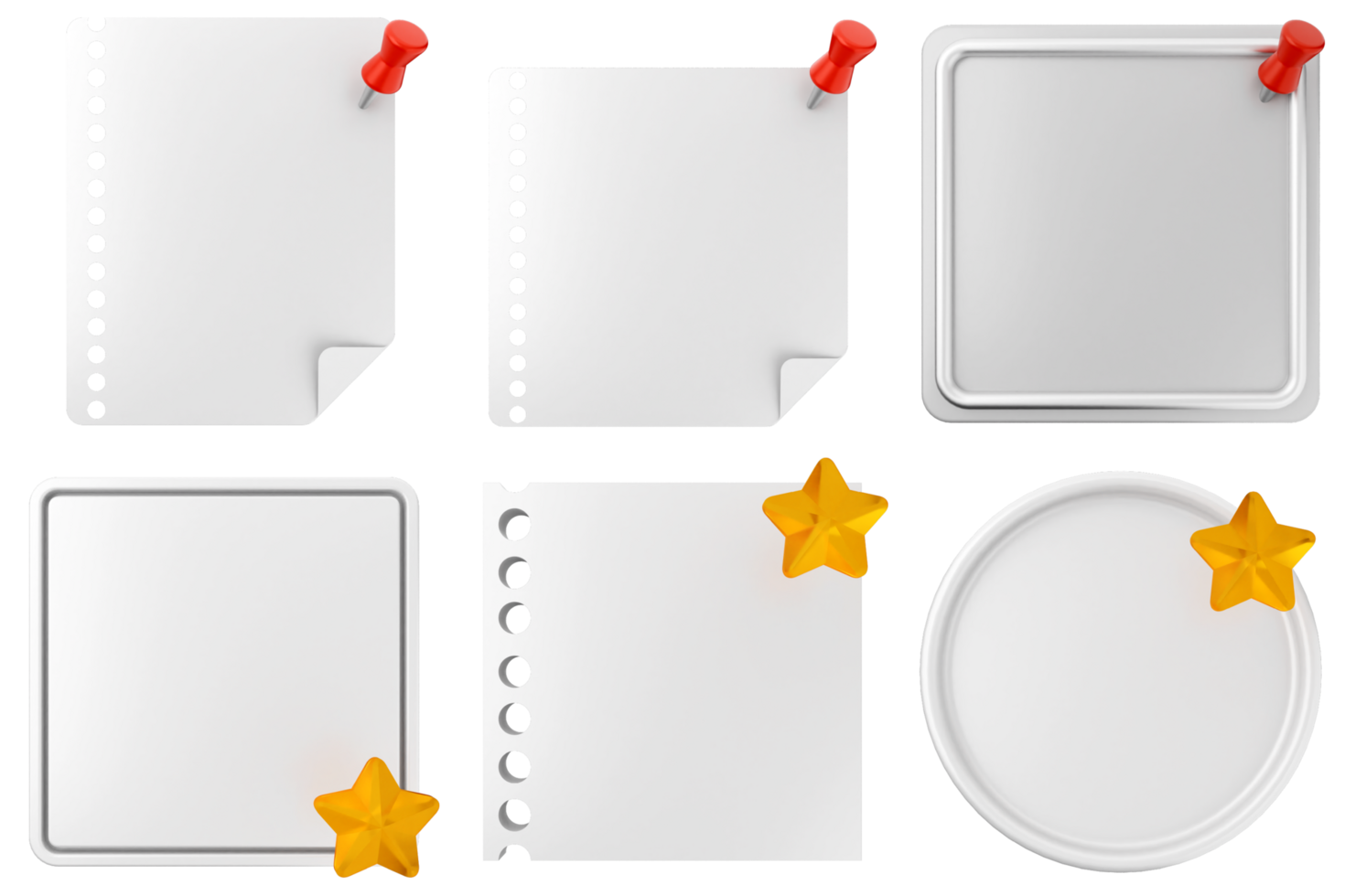 A set of blank paper with red stars on them png