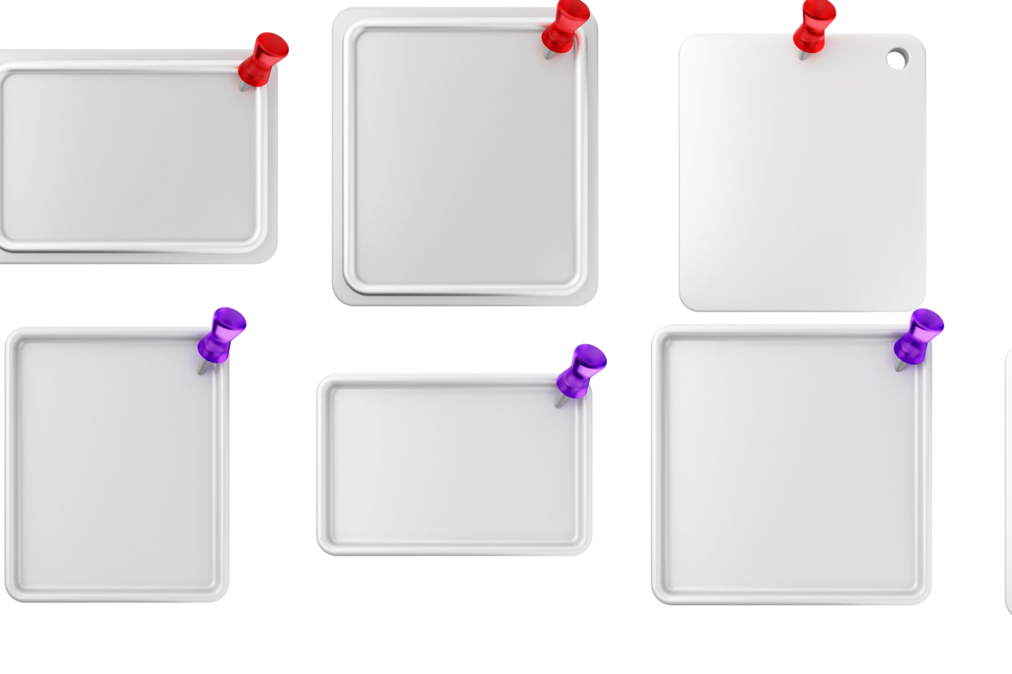 Blank white square with push pins on black background png